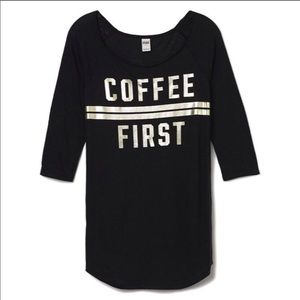 PINK Victorias Secret COFFEE FIRST Sleepshirt Sz S